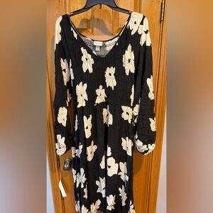 Ava & Viv Black Dress with Cream Floral Design